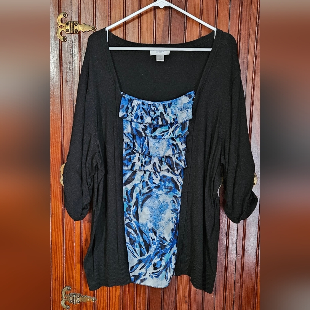 CJ Banks Black Knit Top